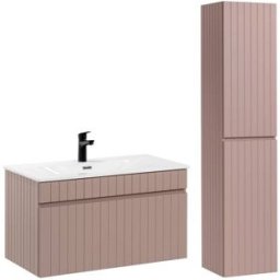 Petits meubles Conjunto lavabo individual encastrado tableros mdf y laminados rosado