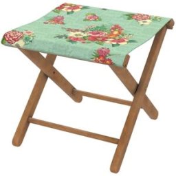 Vent de Bohème Taburete plegable de eucalipto con tela outdoor diseño floral laguna