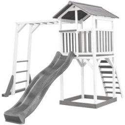 Axi Parque infantil con tobogán gris, arenero, madera, blanco/gris