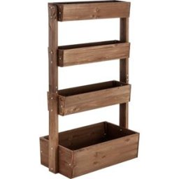 Tectake Jardín vertical, madera lacada, con vellón vegetal, 85x45x140, marrón