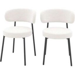 Maison Pavane Set de 2 sillas en tejido bouclé blanco roto con patas negras