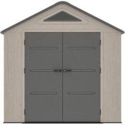Unique Cobertizo de jardín resina gris, beige