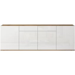 Whous Aparador 4 puertas 2 cajones de 200 cm efecto madera blanco / roble