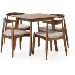 HOMN Juego de mesa 80x80 cm y 4 sillas de comedor color nogal