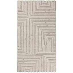 Wecon Home Alfombra de diseño con motivo laberinto y relieve tonos beige 80x150