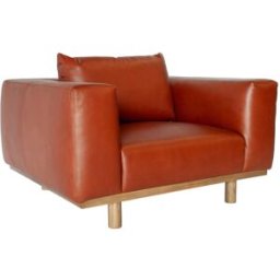 PIB Sillón de cuero color cognac y roble