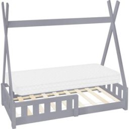 ML-Design Cama infantil tipi 70x140cm color gris claro con colchón espuma fría