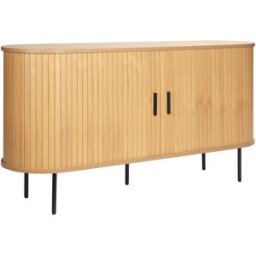 Oviala Aparador 2 puertas en melamina y acero 140 cm beige