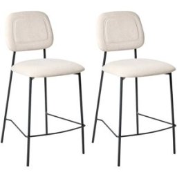 Beliani Conjunto de 2 sillas de bar terciopelo beige claro