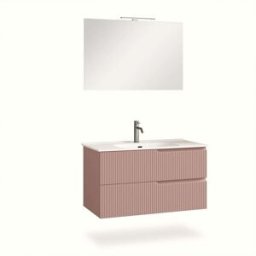 AQA DESIGN Mueble de baño 4 piezas en mdf rosa polvo