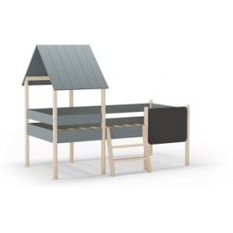 duehome Cama infantil con diseño de cabaña 110x202 cm verde salvia oak soft