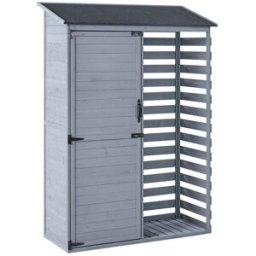 Beliani Armario para herramientas 130 cm 57 cm madera de abeto gris