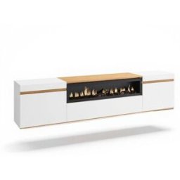 duehome Mueble tv wall chimenea blanco - roble arena