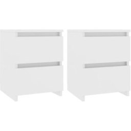 Maison Chic Juego de 2 mesitas de noche madera contrachapada blanco 30x30x40 cm