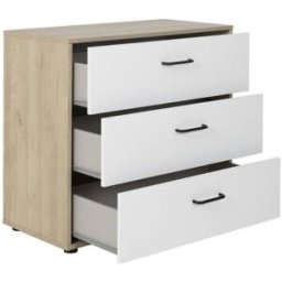 Diagone Cómoda de 3 cajones l81 cm - erwan - blanco y madera
