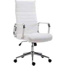 CLP Silla de oficina giratoria regulable en simil cuero blanco