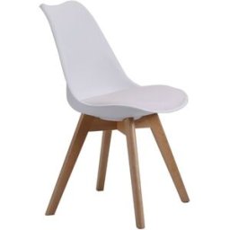 Home Heavenly Pack 4 sillas polipiel y patas haya color blanco