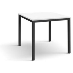 Konte.Design Mesa de madera blanca, estructura de metal antracita 80x80