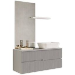 AQA DESIGN Mueble de baño 4 piezas en mdf gris mate