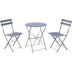 NIYLO Conjunto de mesa y sillas de acero gris para 2 plazas