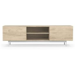 Herdasa Mueble tv melamina roble claro patas blanco 52x180x44 cm