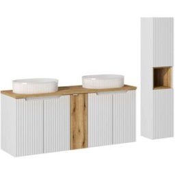 Petits meubles Conjunto de muebles doble lavabo paneles de melamina y mdf blanco