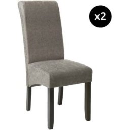 Tectake 2 sillas de comedor ergonómicas, símil cuero, tapizadas gris mármol
