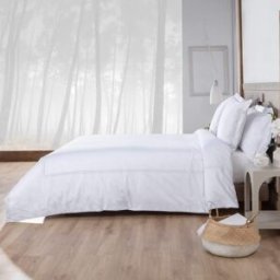 Manterol Juego de funda nórdica algodón 400 hilos satén blanco - cama 150/160cm