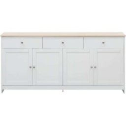 Urban Meuble Consola de madera blanca con 4 puertas y 3 cajones.