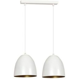 Wonderlamp Regleta de techo 2 luces con pantalla en cúpula blanco y dorado