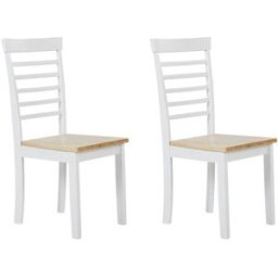 Beliani Conjunto de 2 sillas de comedor madera blanco
