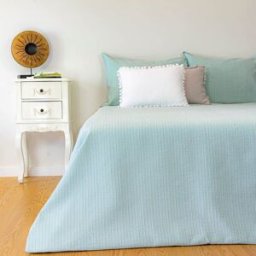 Casa da Laura Funda nórdica rayas 100% algodón verde agua cama 135/150 cm (240 x 220