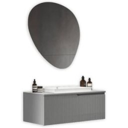 AQA DESIGN Mueble de baño 3 piezas en mdf gris mate