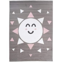 Tapiso Alfombra para niño blanco rosa gris sol 180x250cm