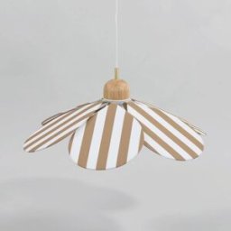 Maisons du Monde Lámpara de techo en forma de flor, de tela a rayas ocre y blancas