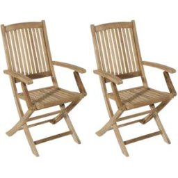 MACABANE Conjunto de 2 sillones de jardín de madera de teca