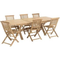 MACABANE Muebles de jardín de teca para 8/10 personas
