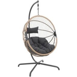 sweeek Sillón colgante de jardín tipo huevo de acero y poliéster, beige