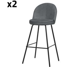 ML-Design Set de 2 Taburetes de bar antracita 75cm tapizado y soporte metálico