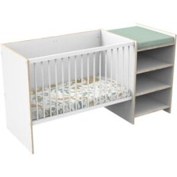 Baby Price Cama de madera blanca 120x60 convertible en cuna 90x190