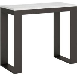 Itamoby Consola extensible 90x40/300 cm efecto madera fresno blanco y hierro