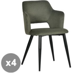 Meubles Cosy Conjunto de 4 sillas comedor acolchadas patas de acero verde