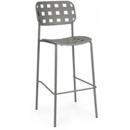 Konte.Design Conjunto de 4 taburetes de polipropileno gris y estructura de acero
