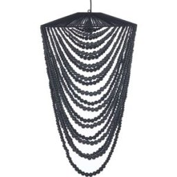 Bazar Bizar Lámpara colgante de madera y hierro en negro 47x47x80 cm