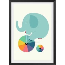 Hexoa Póster de círculo de elefante con marco negro 40x60cm