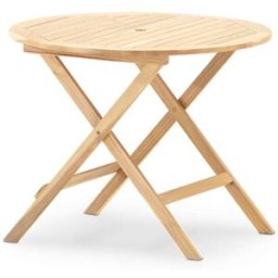 Defora Home Mesa de comedor plegable de jardín redonda 90cm madera color claro
