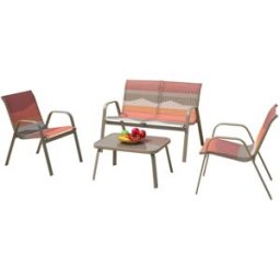 NIYLO Conjunto de muebles de jardín de acero multicolor 4 plazas