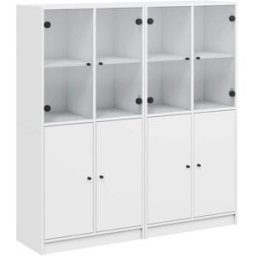 Maison Chic Estantería con puertas madera de ingeniería blanco 136x37x142 cm