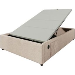 MODFU Cama infantil de lino natural de 90x200 cm con espacio de almacenaje