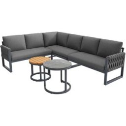 REDOM Conjunto de sofá y mesa de metal y olefina, gris